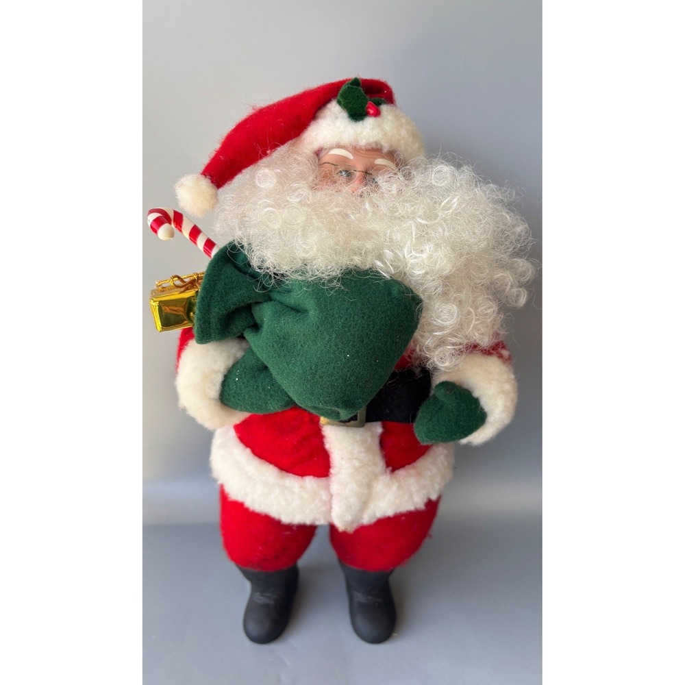 Vtg Holiday Creations Standing Santa‎ Claus Figurine 15 Inch Red Felt Suit
